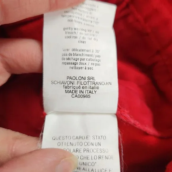 MSGM Jacket Womens Large Red Denim Trucker Milano Cotton Made In Italy Logo